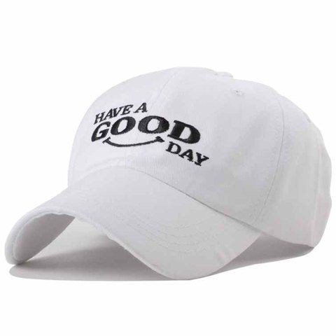 Trendy Blessings Embroidery Solid Color Baseball Hat For Women - Blanc 