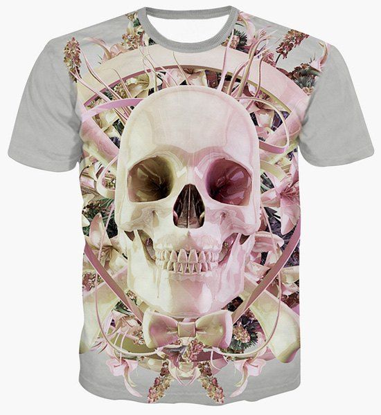 Skull Fashion Impression Pull rond T-shirt col pour les hommes - multicolore M