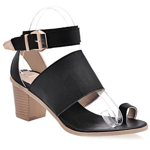 Sandales Élégantes avec Sangles Croisées et à Talons Épais Design pour Femmes - Noir 39