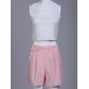 Twinset Chic U-Neck Blanc Tank Top + poche design taille haute Shorts Femmes - Rose et Blanc S