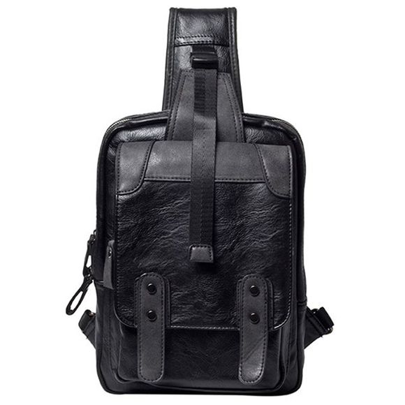 Trendy Métal et Messenger Bag Black Color Design Hommes - Noir 