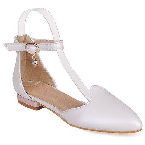 Trendy strass et chaussures plates de la Solide Couleur Design Femmes - Blanc 35