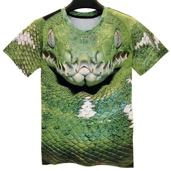 Modish Round Neck 3D Snake Pattern Short Sleeve Men's T-Shirt - Vert M