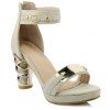 Stylish Metallic and Zipper Design Women's Sandals - Blanc Cassé 37