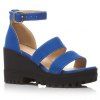 Stylish Wedge Heel and Canvas Design Women's Sandals - Bleu 36