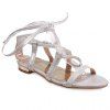 Concise PU Leather and Cross Straps Design Women's Sandals - Argent 36