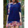 Elegant Scoop Neck 1/2 Sleeve Floral Spliced Dress For Women - Bleu profond ONE SIZE(FIT SIZE XS TO M)