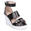 Trendy Patent Leather and Faux Pearls Design Women's Sandals - Noir 35
