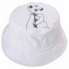 Stylish Earphone and Hand Pattern Flat Top Men's White Bucket Hat - Blanc 