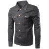Slim Fit Solid Color Single Breasted Denim Jacket For Men - gris foncé M