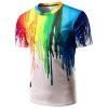 Pull Casual T-shirt de peinture colorée pour les hommes - coloré L