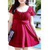 Charming Lace Spliced Solid Color One-Piece Dress Swimwear For Women - Rouge vineux 3XL