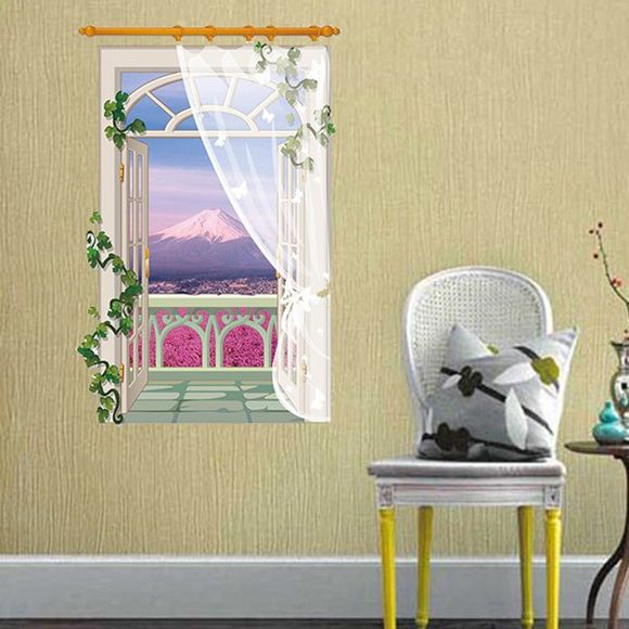 Motif Mode Balcon Paysage 3D Stickers muraux Pour Salon Chambre Décoration - multicolore 
