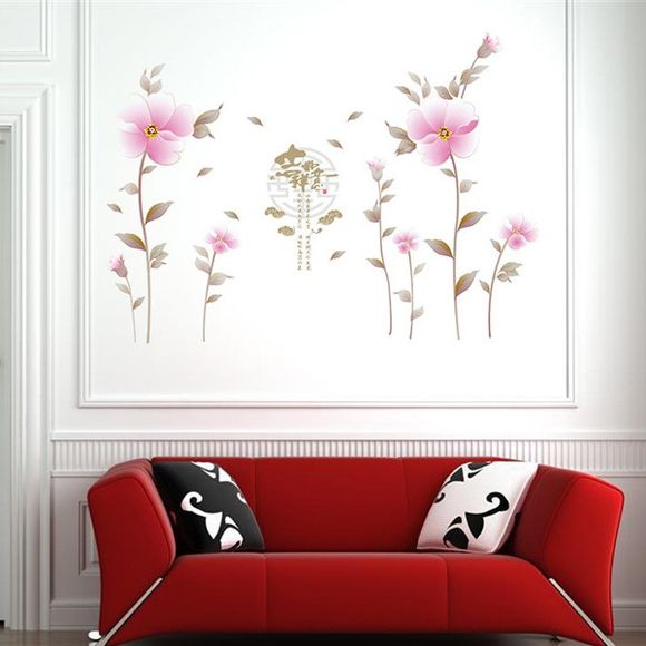 Mode étanche Motif Fleurs Stickers muraux Pour Salon Chambre Décoration - Rose 