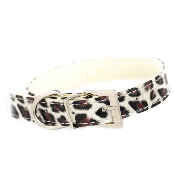 Hot Sale Leopard Print Design PU cuir chien réglable Colliers - Blanc XS
