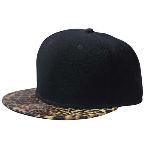 Black Cap Baseball Motif Leopard élégant Brim Hommes - Noir 