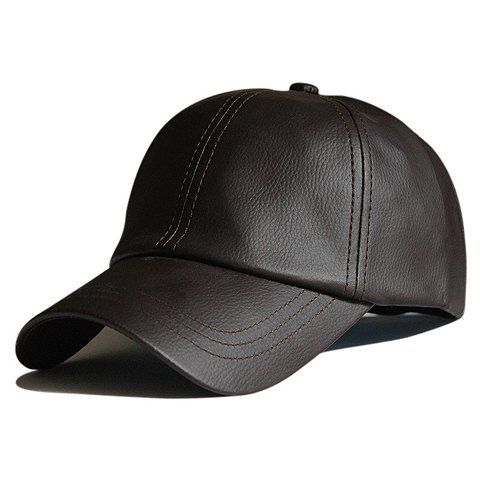Stylish Solid Color PU Leather Men's Baseball Cap - Chocolat 