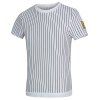 Round Neck Letters Applique Short Sleeves Men's Fitted Striped T-Shirt - Blanc M