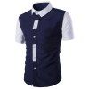 Special Button Fly Color Spliced Turn-down Collar Short Sleeves Men's Shirt - CADETBLUE M
