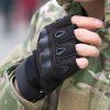 Pair of Stylish Silica Gel Embellished Adjustable Men's Tactical Fingerless Gloves - Noir M