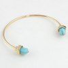 Simple géométrique Bracelet Turquoise Cuff pour les femmes - Bleu et Or 