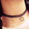 Star Faux Lace Choker Necklace - BLACK 