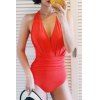 Séduisante solide Plongeant Cowl Neck Swimsuit femmes Couleur - Orange XL