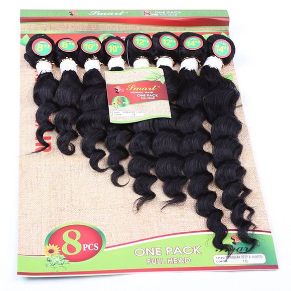 8pcs / Lot 8-14 pouces élégant 90 Pourcentage Cheveux Noir Extension de cheveux pour les femmes - Noir 