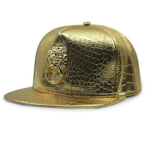 Stylish Lion Shape Door Holder Embellished Men's Golden PU Baseball Cap - d'or 