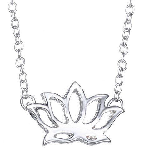 Simple Lotus Shape Hollow Out Pendant Necklace For Women - Argent 