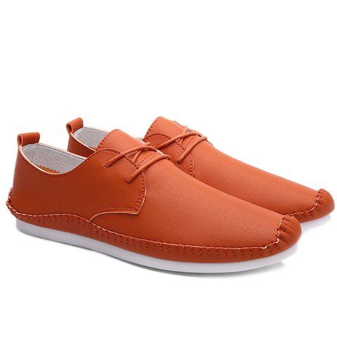 Concise Stitching and PU Leather Design Men's Casual Shoes - Orange 39