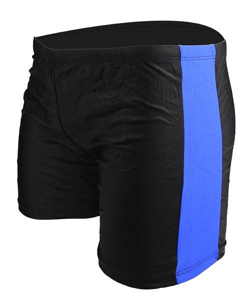 Slimming Splicing Elastic Waist Men's Swimming Trunks - Bleu Saphir ONE SIZE(FIT SIZE XS TO M)