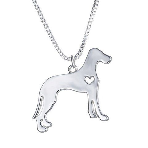 Collier Pendentif Coeur Simple Shape Pékinois Dog For Men - Argent 