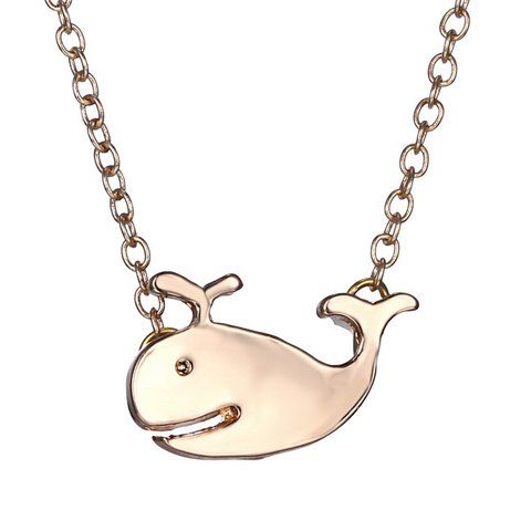 Simple Cartoon Whale Shape Pendant Necklace For Women - d'or 