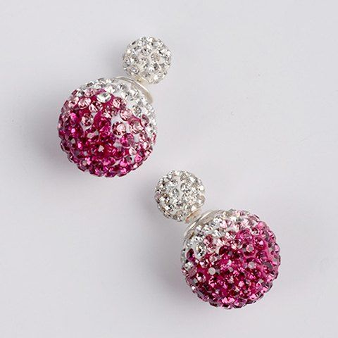 Paire de magnifiques strass Perles Boucles d'oreilles pour les femmes - Rose 
