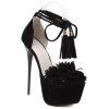 Sandales mode Fringe et Stiletto talon design femme - Noir 37