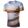 Manches courtes Hot Sale col rond 3D Sunset Coast Imprimer T-shirt - multicolore M