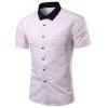 Color Block Colorful Dot Print Turn-down col amincissant de manches courtes hommes shirt - Blanc 2XL