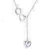 Charming Rhinestone Heart Infinite Necklace For Women - Argent 