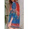 Élégant col en V à manches 3/4 Vintage robe de femmes Imprimer - Bleu Violet M