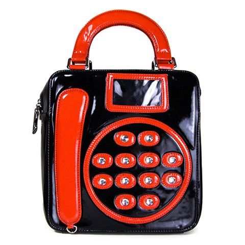 Motif de téléphone branché et sac fourre-tout en strass Design Femmes - Rouge et Noir 