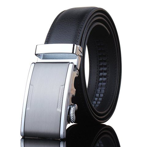 Noir large ceinture de style métal boucle automatique Hommes - Noir 