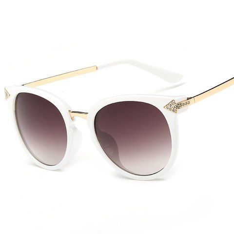 Chic strass et lunettes de soleil Flèche Shape Inlay embellies Femmes - Blanc 