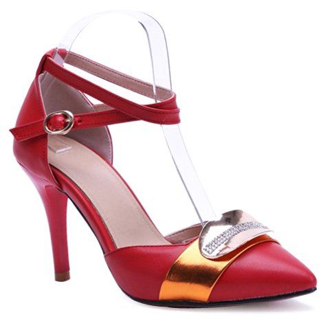 

Stylish Colour Matching and Metal Design Women's Pumps, Red