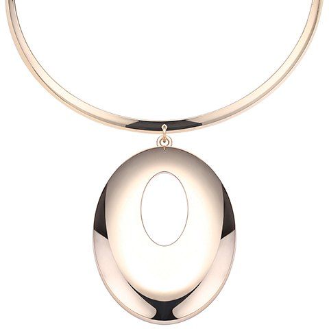 Chic Solid Color Oval creux Out Collier pour les femmes - d'or 