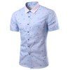 Plus Size Shirt Collar One Shirt imprimé Pocket Color Block Manches courtes Hommes - Bleu clair 3XL