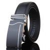 Noir large ceinture de style Wavy et Vertical Stripe Shape Inlay Boucle Hommes - Noir 
