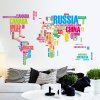 Élégant Colorful Motif Lettre Carte du monde Stickers muraux Pour Chambre Salon Décoration - coloré 
