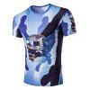 Neck Slimming Ombre Imprimé ronde T-shirt pour les hommes - Bleu L
