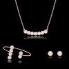 Elegant Faux Pearls Decorated Jewelry Set (Necklace+Bracelet+Earrings) For Women - d'or 